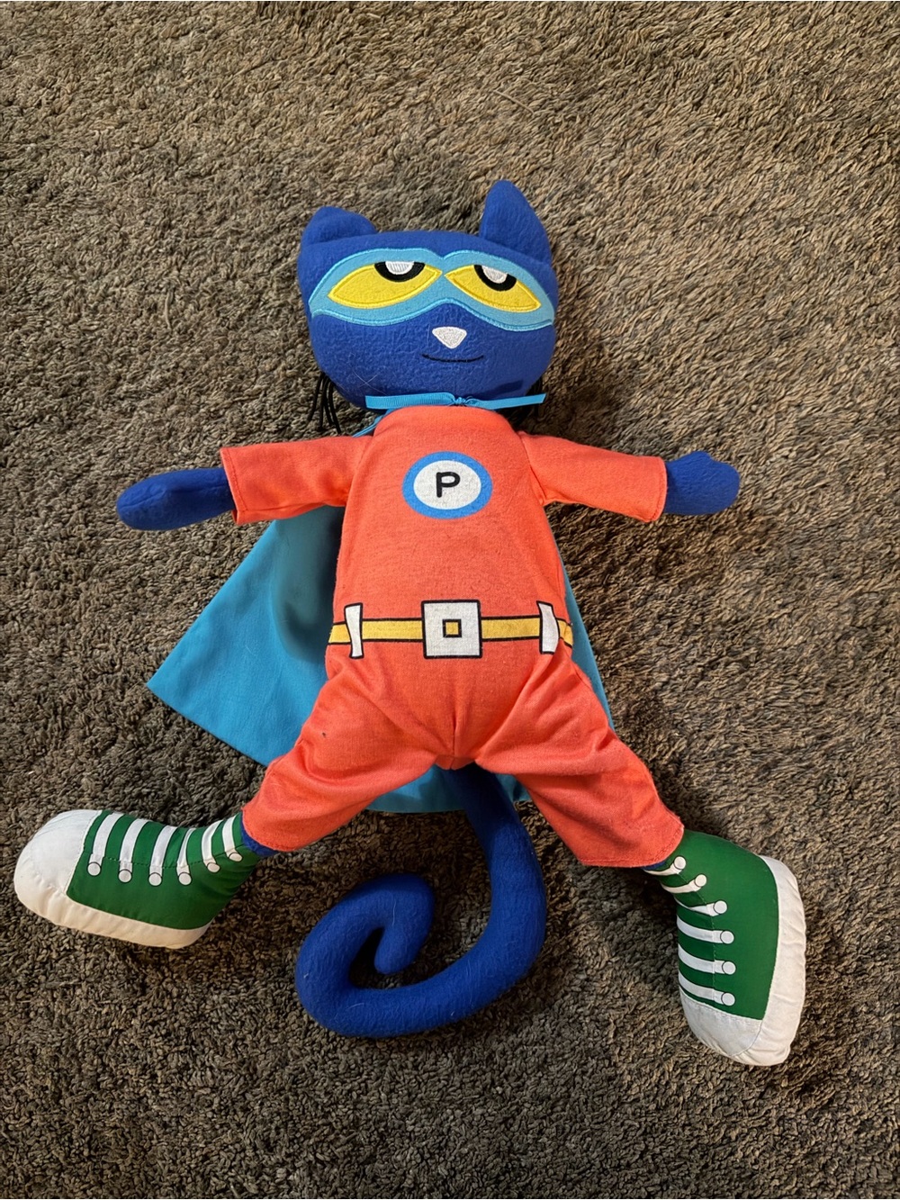 Pete the Cat Superhero Plush Toy - Orange Outfit & Teal Cape